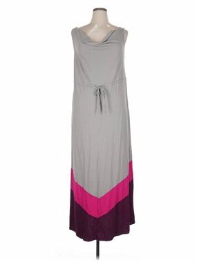 Old Navy Gray Maxi Dress with Pink and Purple Chevron Hem